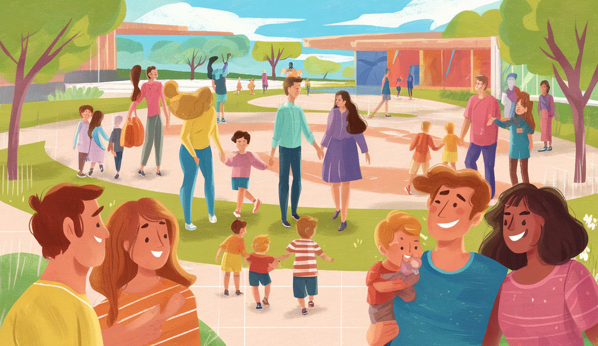 Illustration dépeignant la diversité des modèles familiaux en 2025