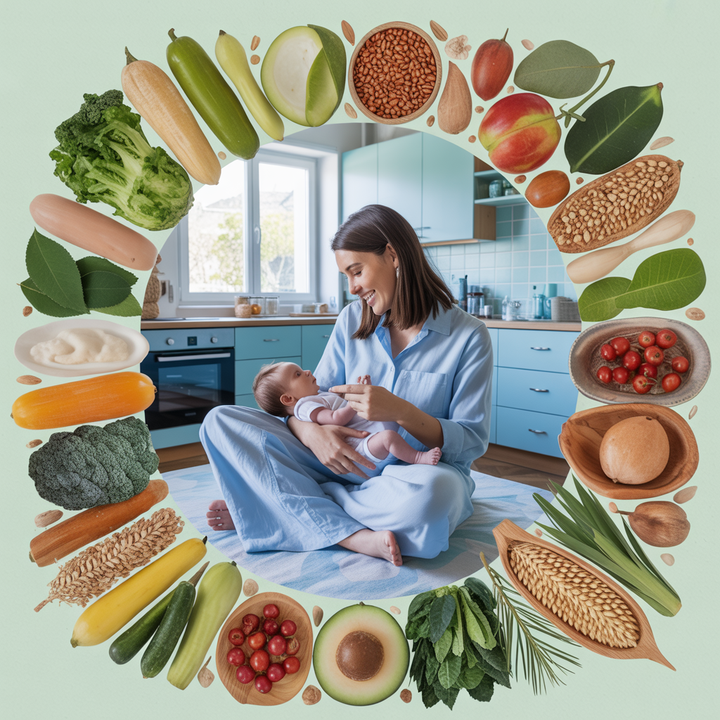 Illustration d'une nutrition post-partum optimale en 2025