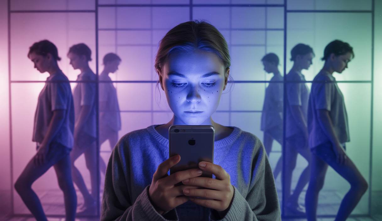 Illustration sur l'impact de la tendance SkinnyTok sur la santé mentale des jeunes.