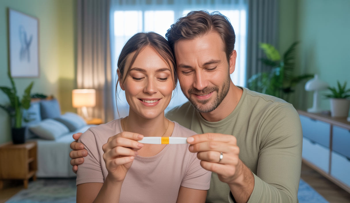 Couple attendant un enfant, symbolisant une conception moyenne en 7 mois, avec conseils pour la parentalité